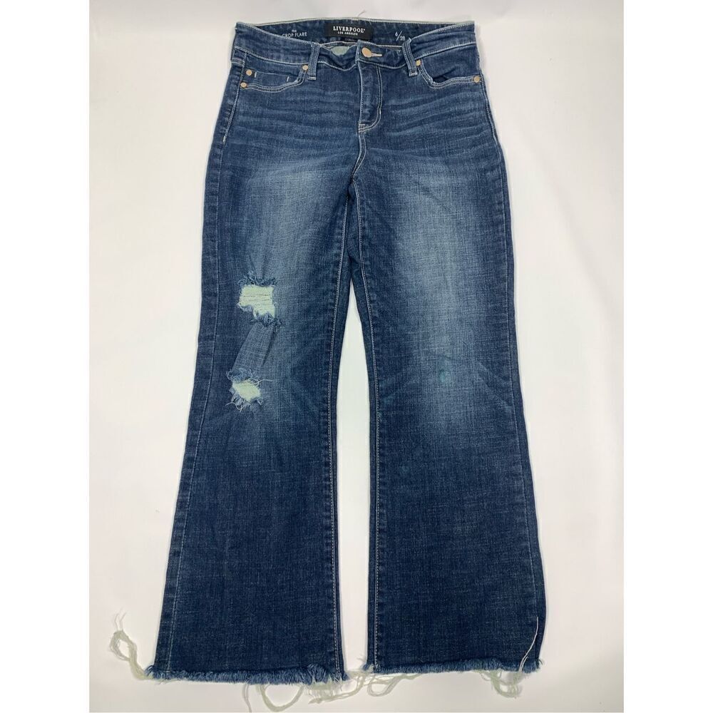 Liverpool The Crop Flare Denim Blue Jean Size 6/28